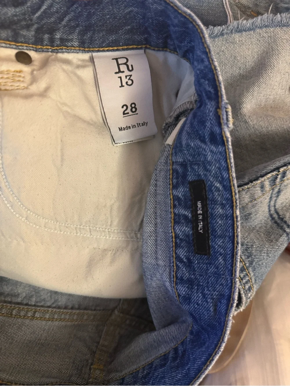 R13 Crossover Denim Shorts in Turner Blue